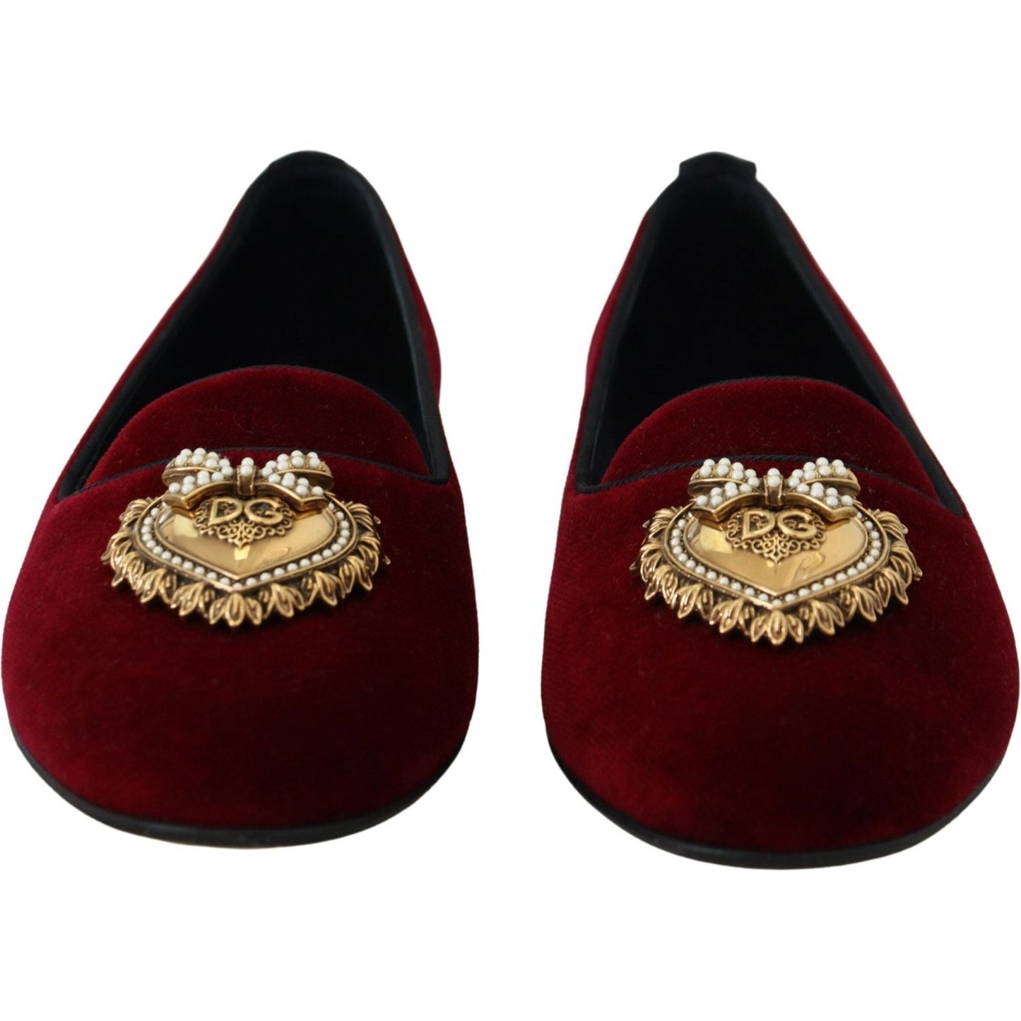 Dolce & Gabbana Bordeaux Velvet Devotion Loafers Dolce & Gabbana Black