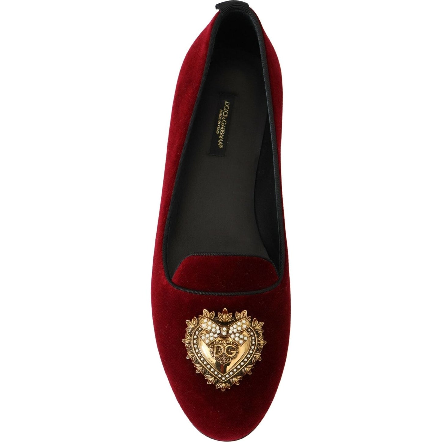 Dolce & Gabbana Bordeaux Velvet Devotion Loafers Dolce & Gabbana Black