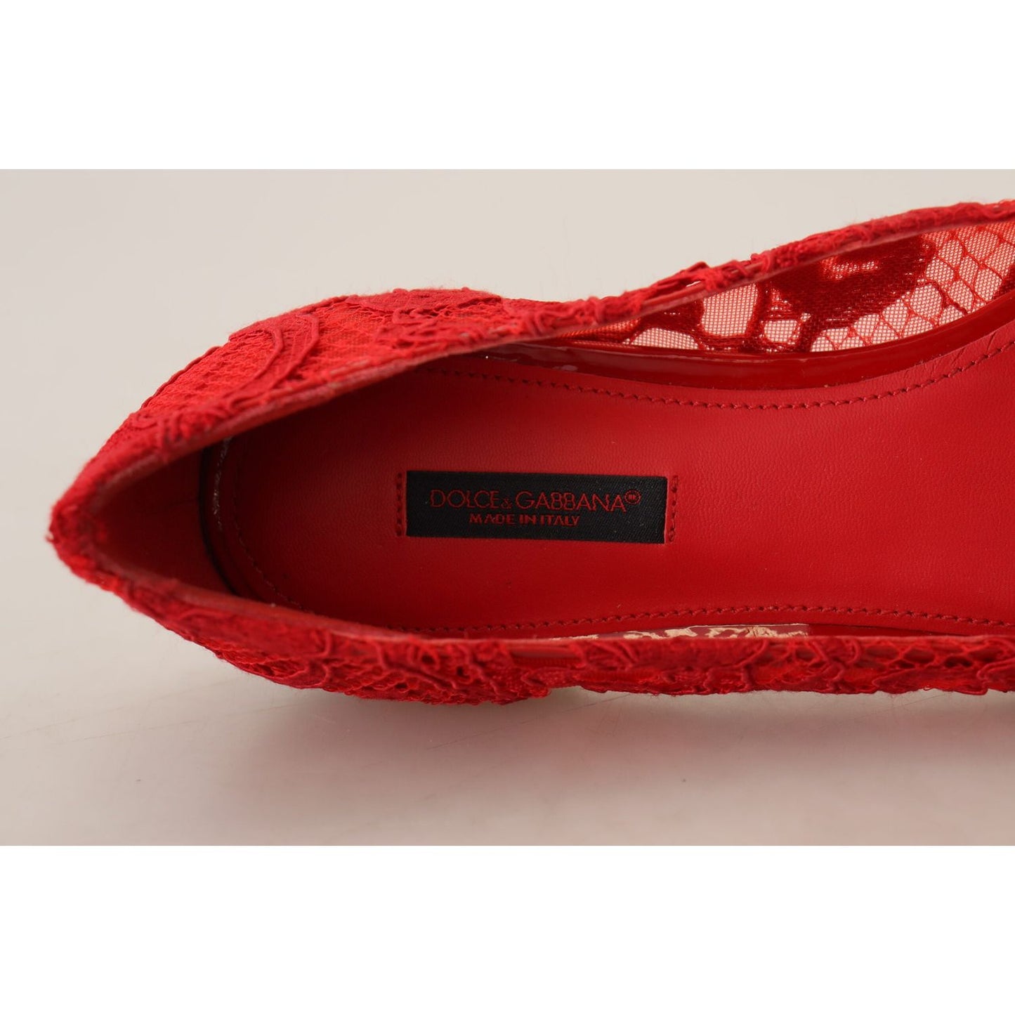 Dolce & Gabbana Red Crystal-Embellished Flats Dolce & Gabbana Firebrick