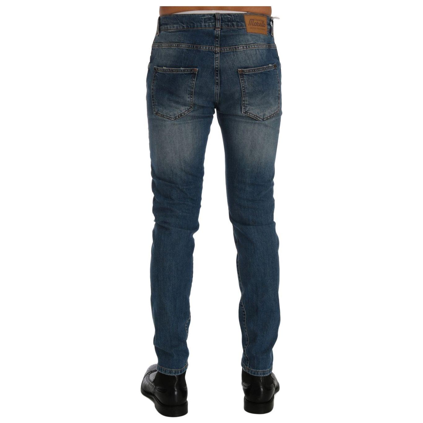 Frankie Morello Svelte Italian Denim - Slim Fit Blue Jeans Frankie Morello Dark Slate Gray