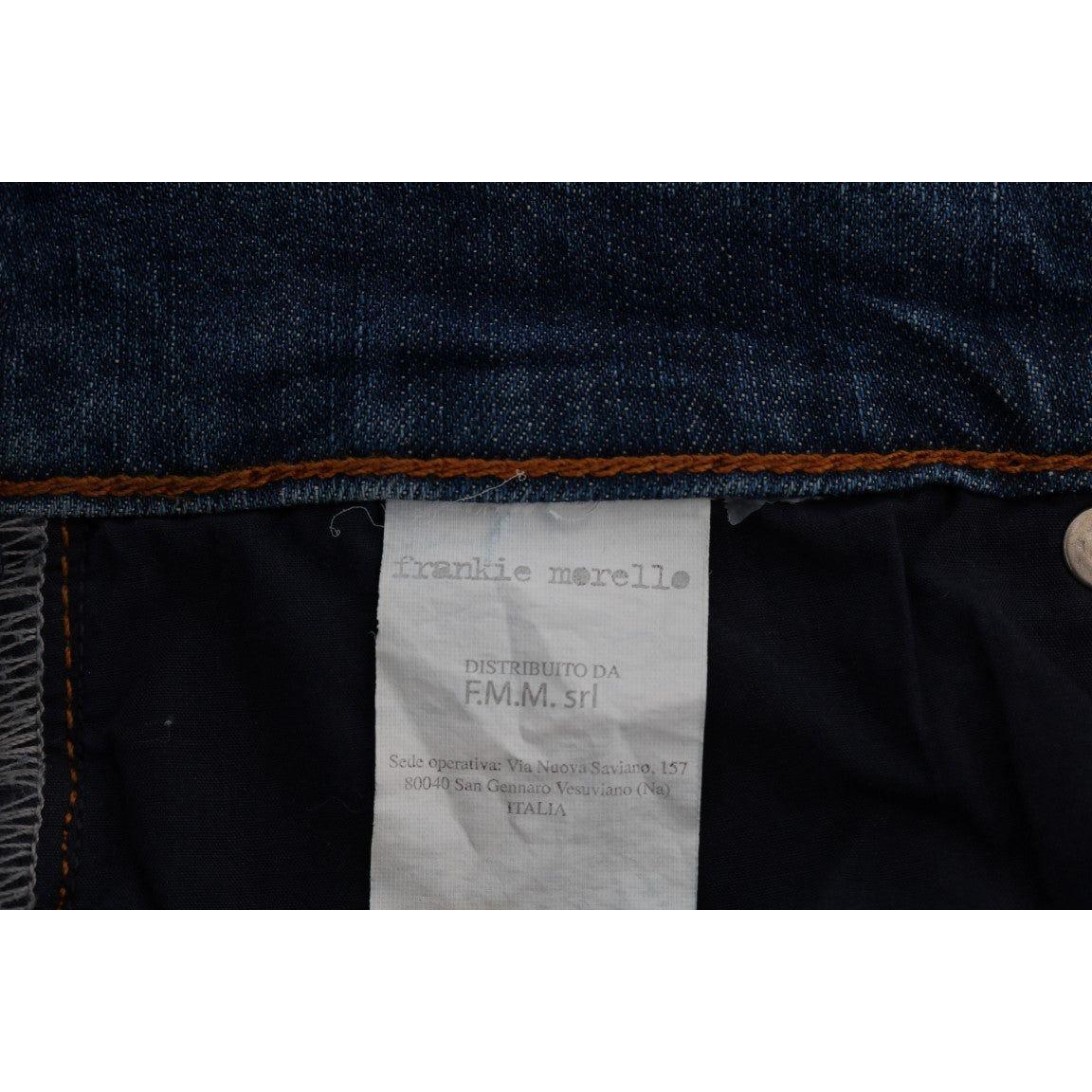Frankie Morello Svelte Italian Denim - Slim Fit Blue Jeans Frankie Morello Dark Gray