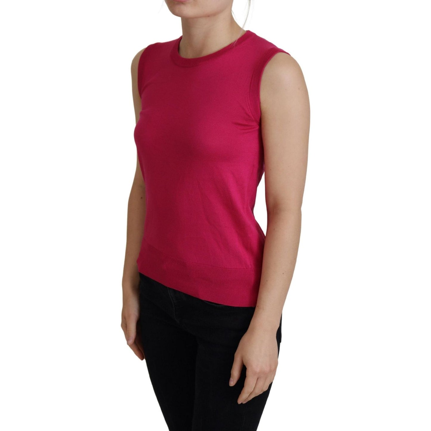 Dolce & Gabbana Chic Pink Silk Sleeveless Tank Top Vest Dolce & Gabbana Brown