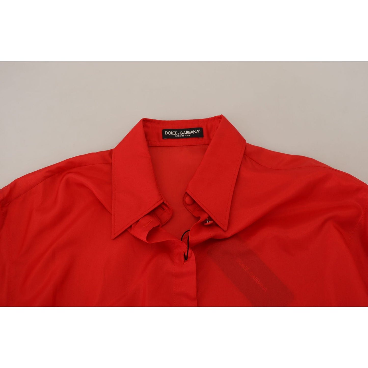 Dolce & Gabbana Elegant Silk Collared Long Sleeve Polo Top Dolce & Gabbana Firebrick