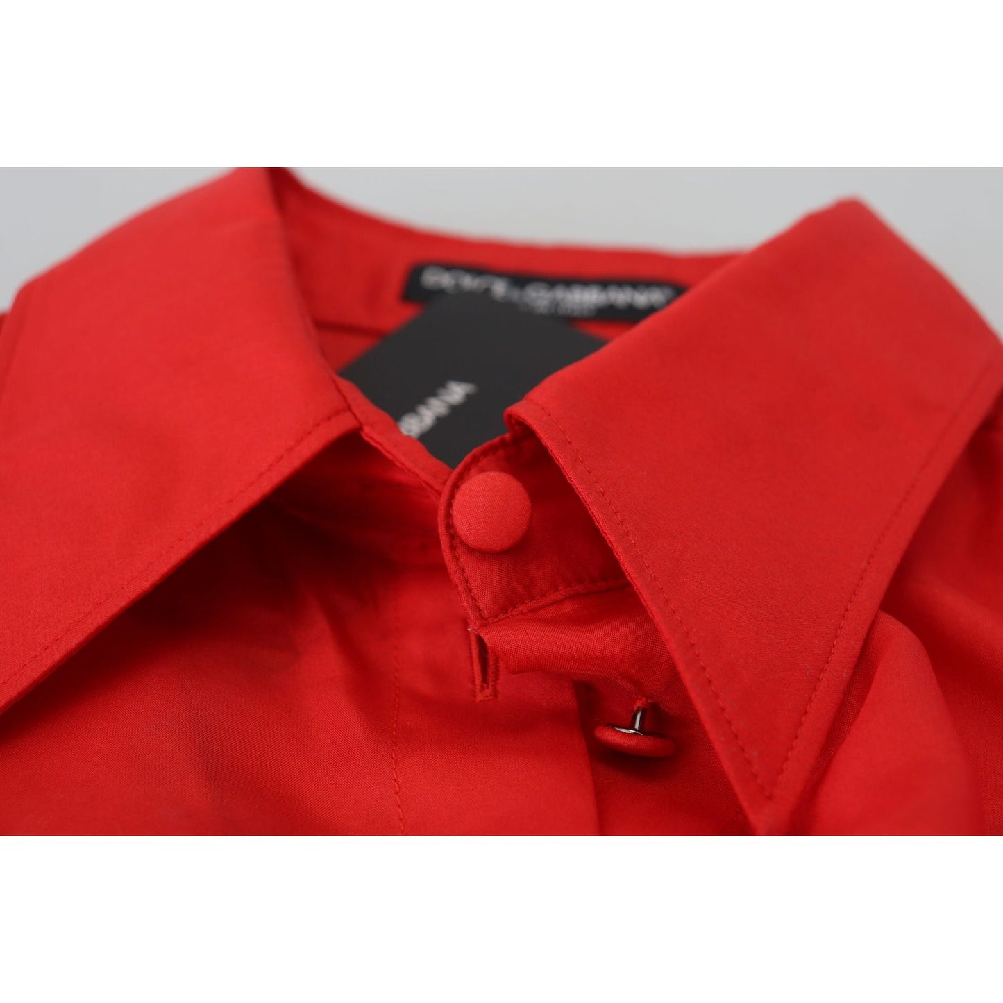 Dolce & Gabbana Elegant Silk Collared Long Sleeve Polo Top Dolce & Gabbana Firebrick
