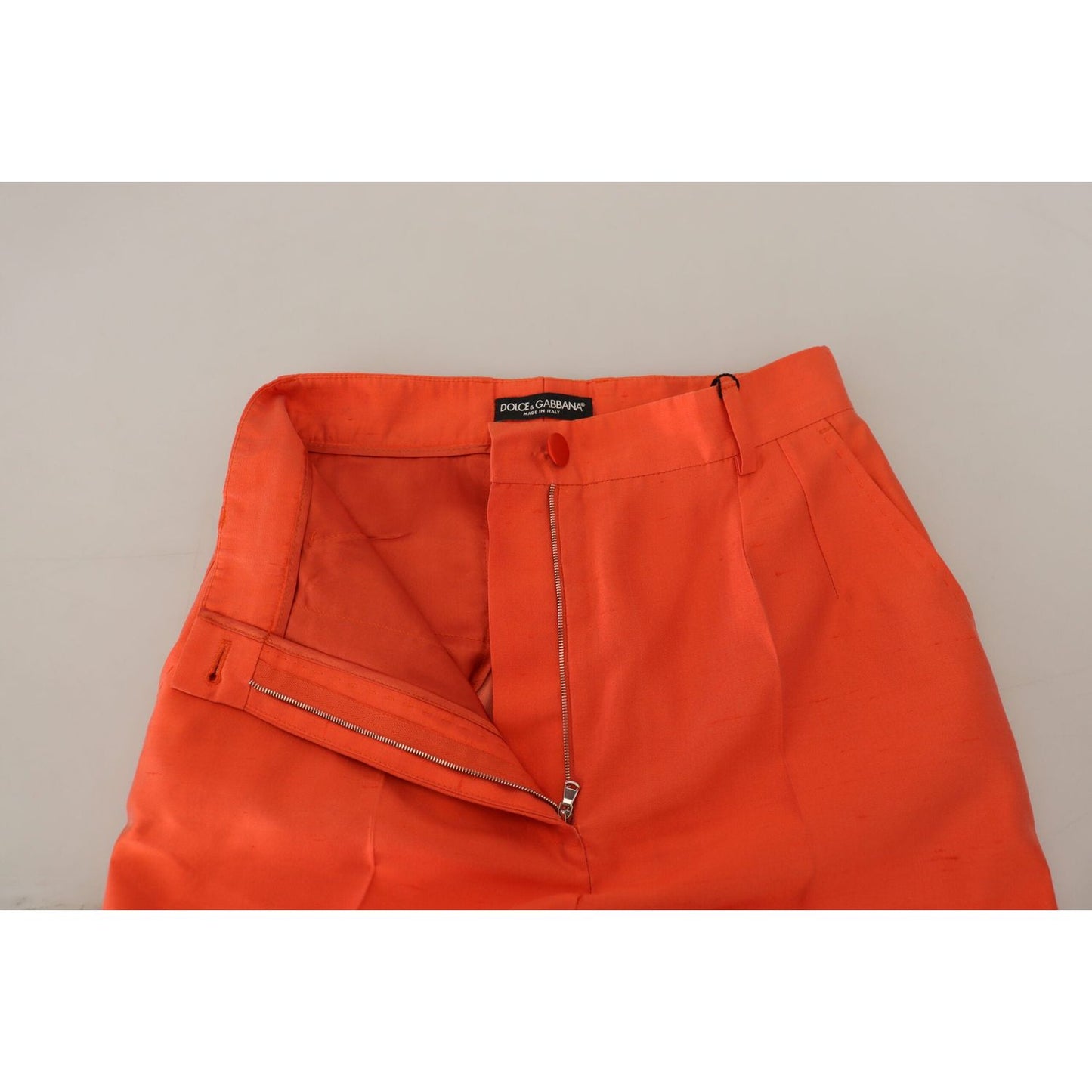 Dolce & Gabbana Elegant Silk High-Waist Cropped Pants Dolce & Gabbana Firebrick