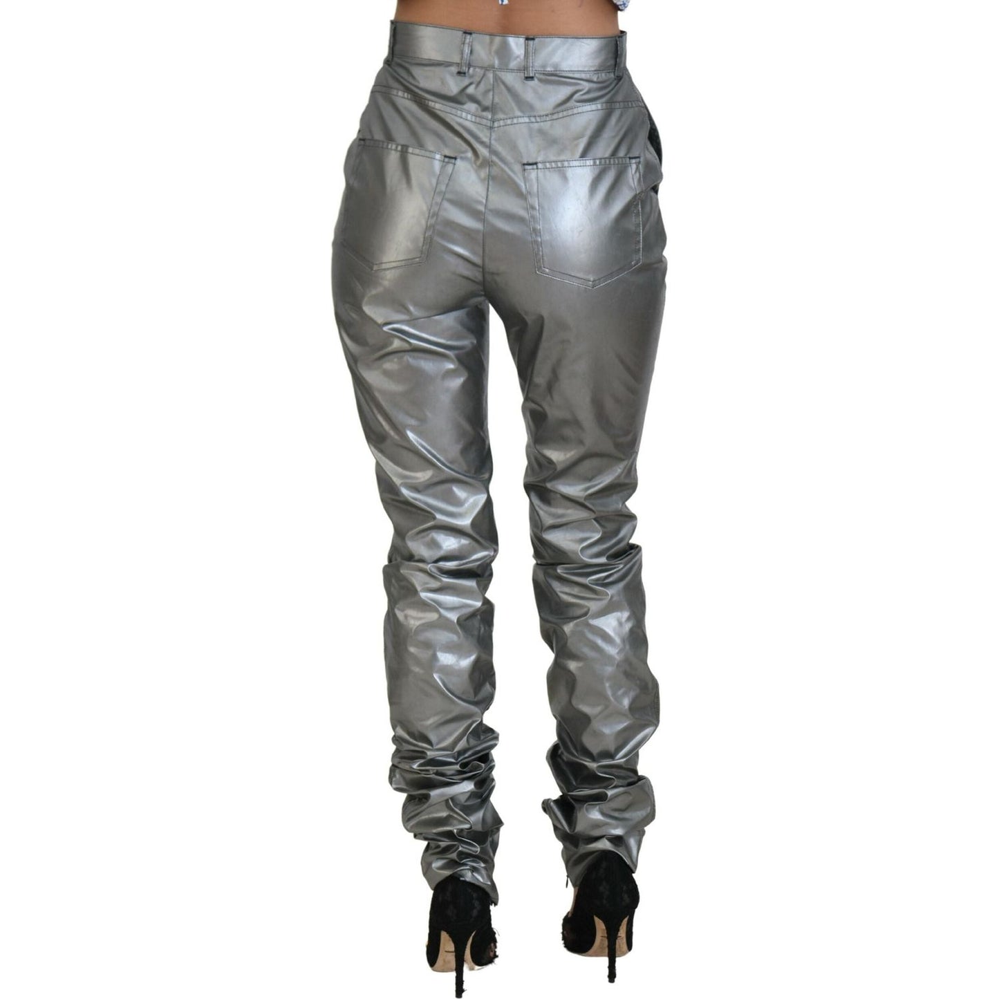 Dolce & Gabbana Elegant High Waist Skinny Pants in Silver Dolce & Gabbana Dim Gray
