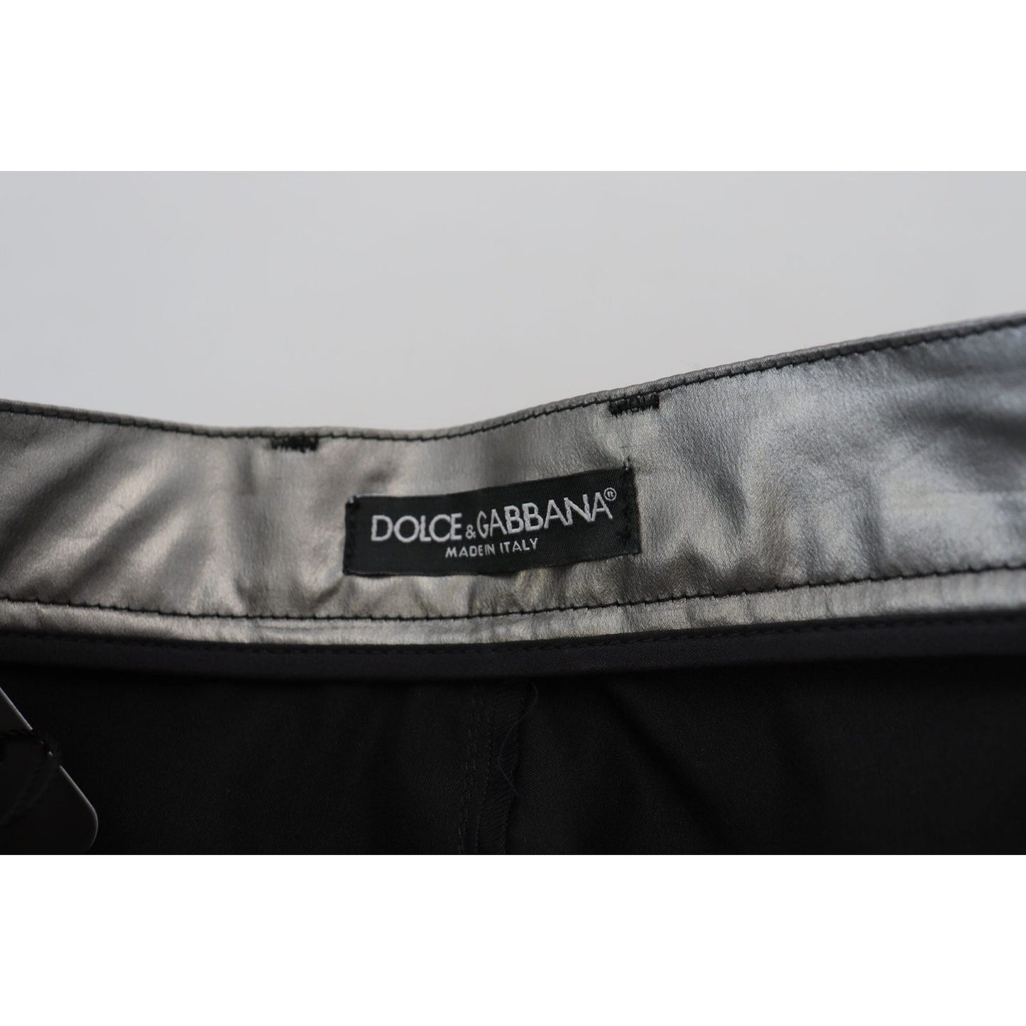 Dolce & Gabbana Elegant High Waist Skinny Pants in Silver Dolce & Gabbana Light Gray