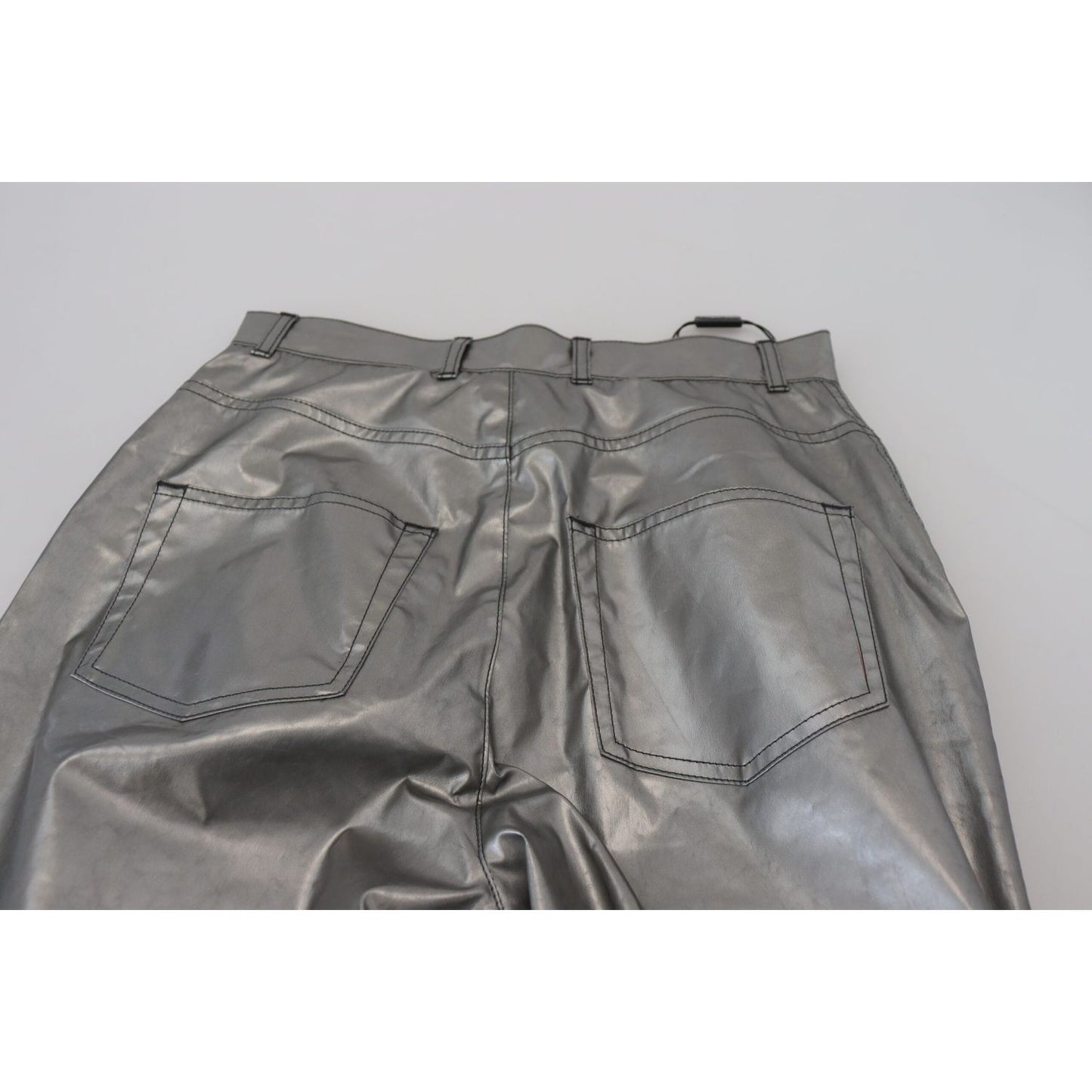 Dolce & Gabbana Elegant High Waist Skinny Pants in Silver Dolce & Gabbana Slate Gray
