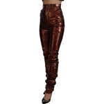 Dolce & Gabbana High Waist Skinny Jeans in Metallic Bronze Dolce & Gabbana Black