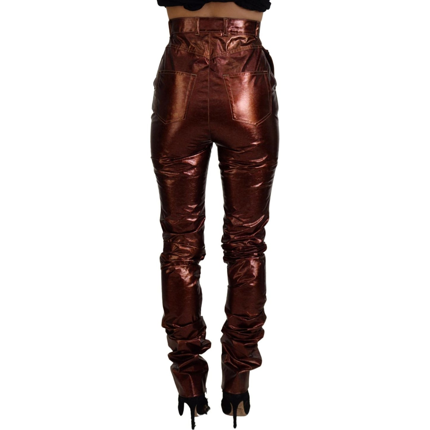Dolce & Gabbana High Waist Skinny Jeans in Metallic Bronze Dolce & Gabbana Black