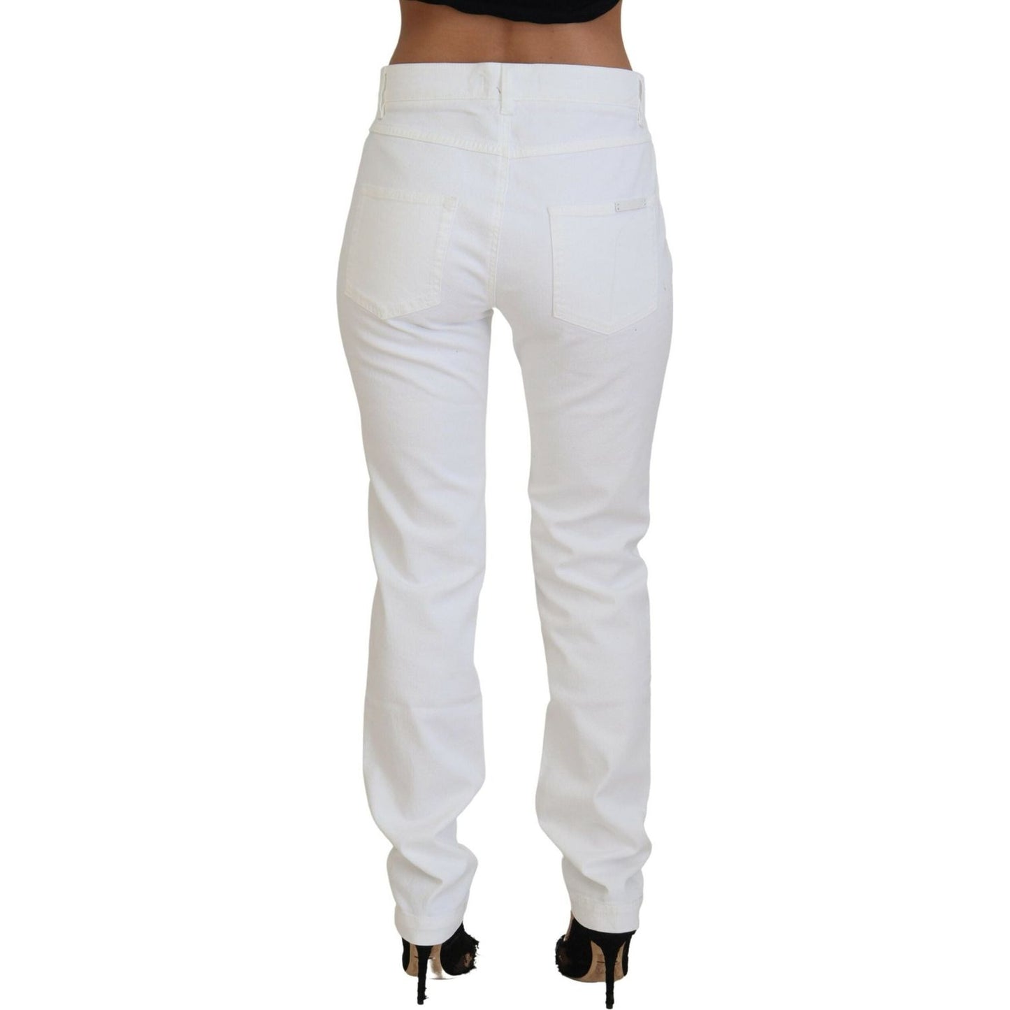 Dolce & Gabbana Elegant White Mid Waist Skinny Jeans Dolce & Gabbana Light Gray