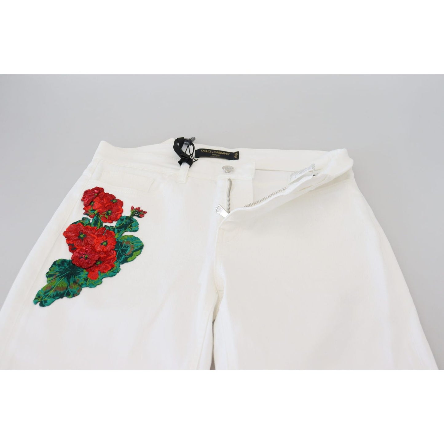 Dolce & Gabbana Elegant White Mid Waist Skinny Jeans Dolce & Gabbana Light Gray