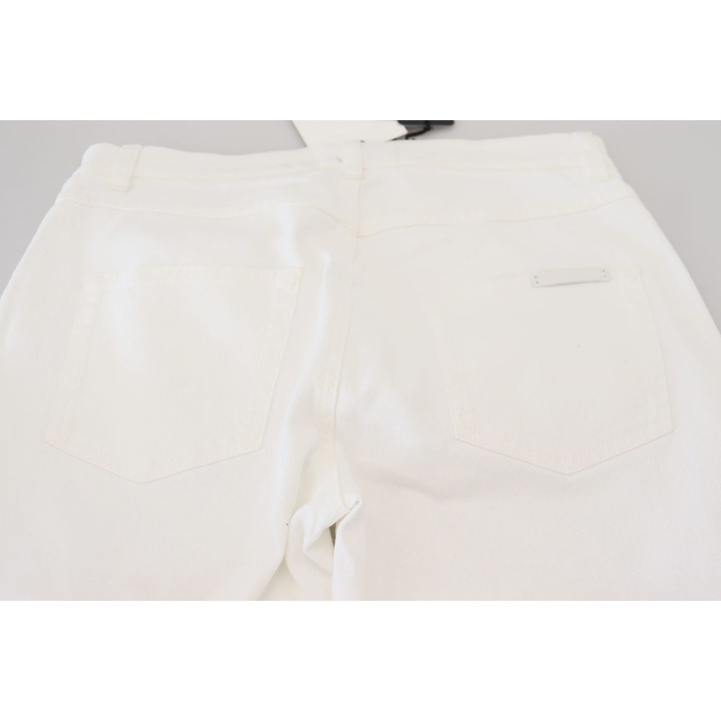 Dolce & Gabbana Elegant White Mid Waist Skinny Jeans Dolce & Gabbana Light Gray