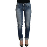 Acht Blue Washed Cotton Low Waist Women Casual Jeans