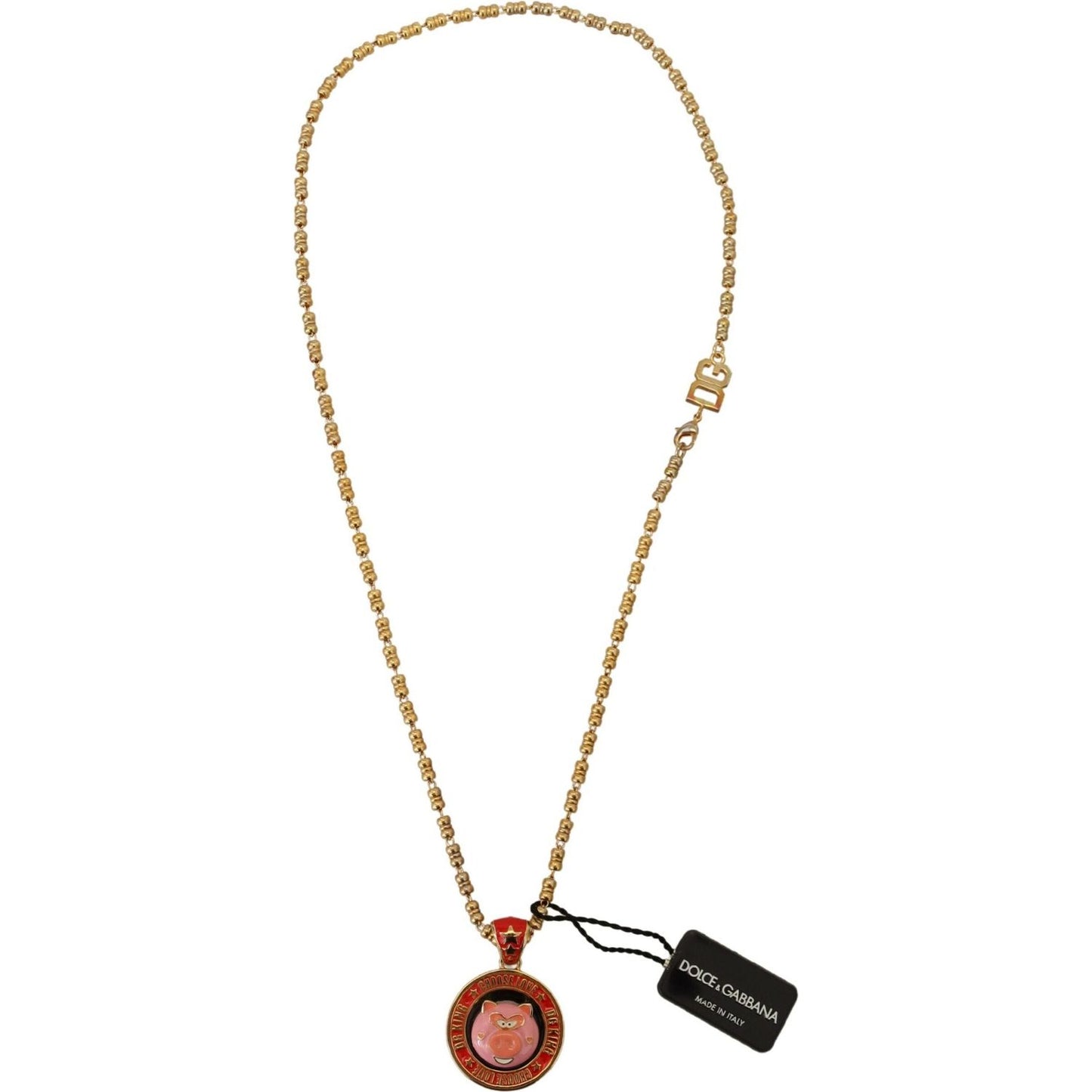 Dolce & Gabbana Elegant Gold Charm Chain Necklace Necklace Dolce & Gabbana Rosy Brown
