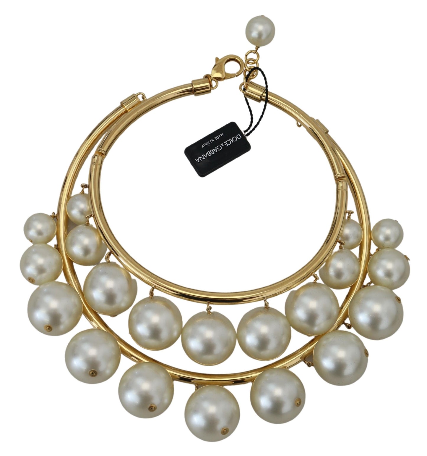 Dolce & Gabbana Elegant Faux Pearl Embellished Gold Choker Dolce & Gabbana Rosy Brown