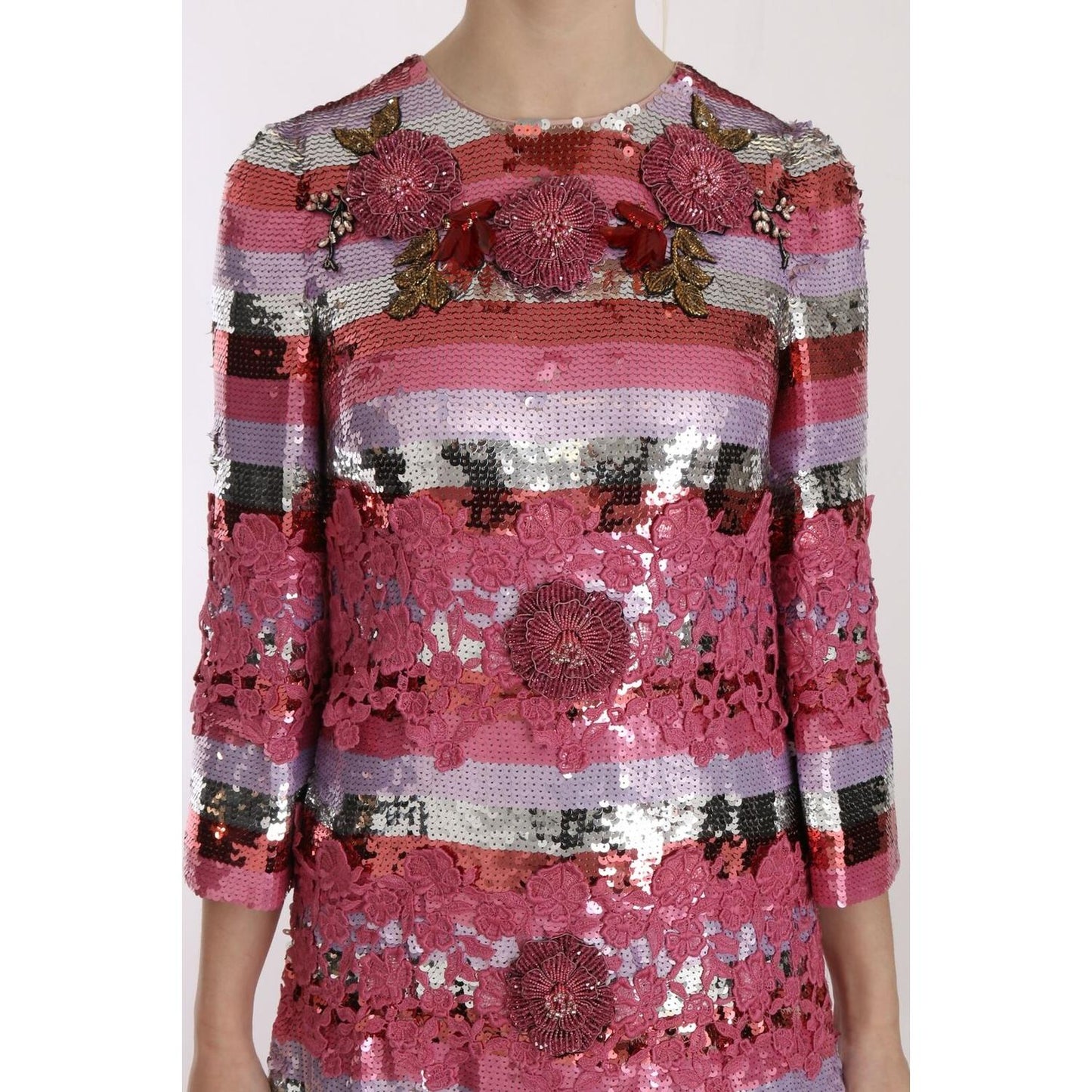 Dolce & Gabbana Opulent Pink Sequined Floor-Length Dress Dolce & Gabbana Maroon