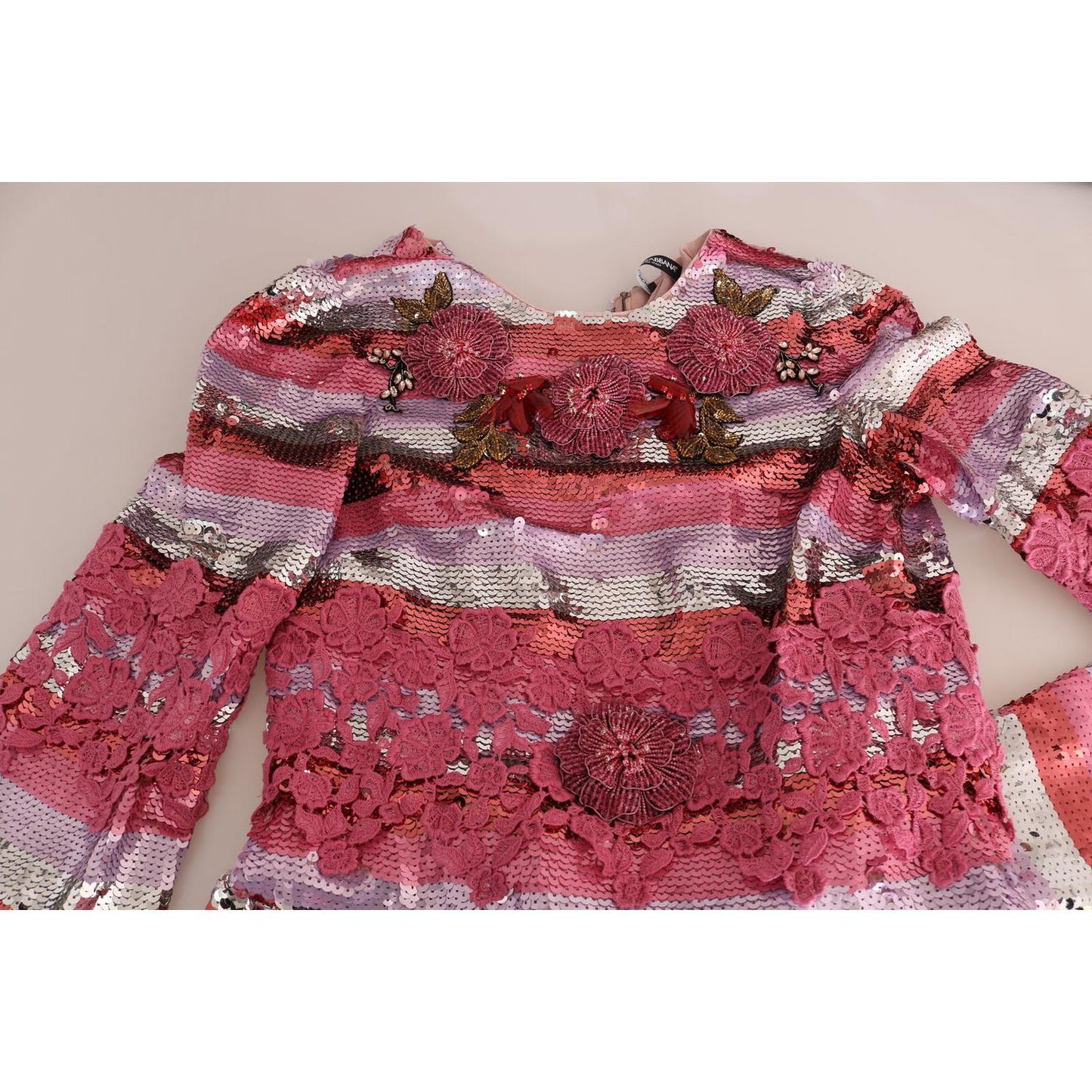 Dolce & Gabbana Opulent Pink Sequined Floor-Length Dress Dolce & Gabbana Maroon