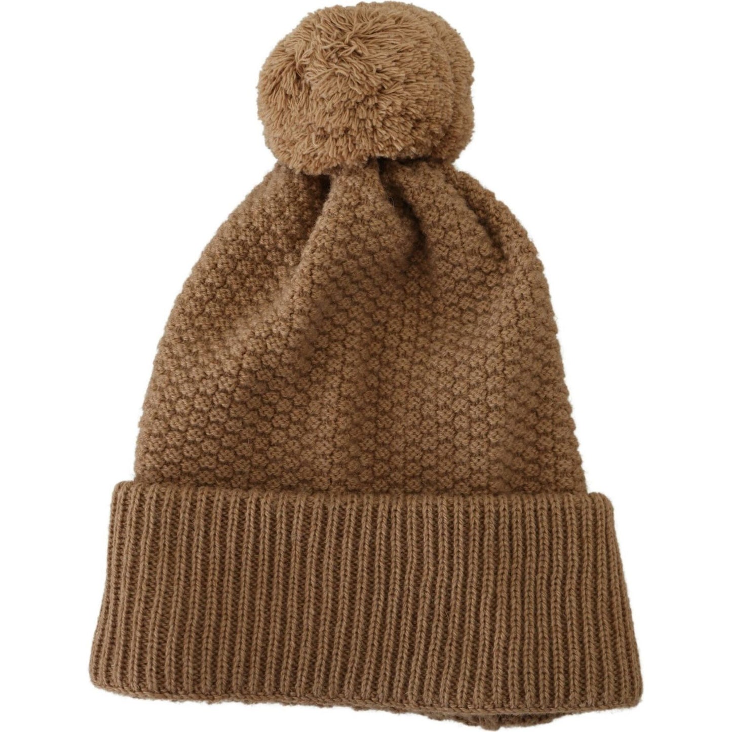 Dolce & Gabbana Elegant Camel Knit Beanie with Fur Accent Dolce & Gabbana Dark Olive Green