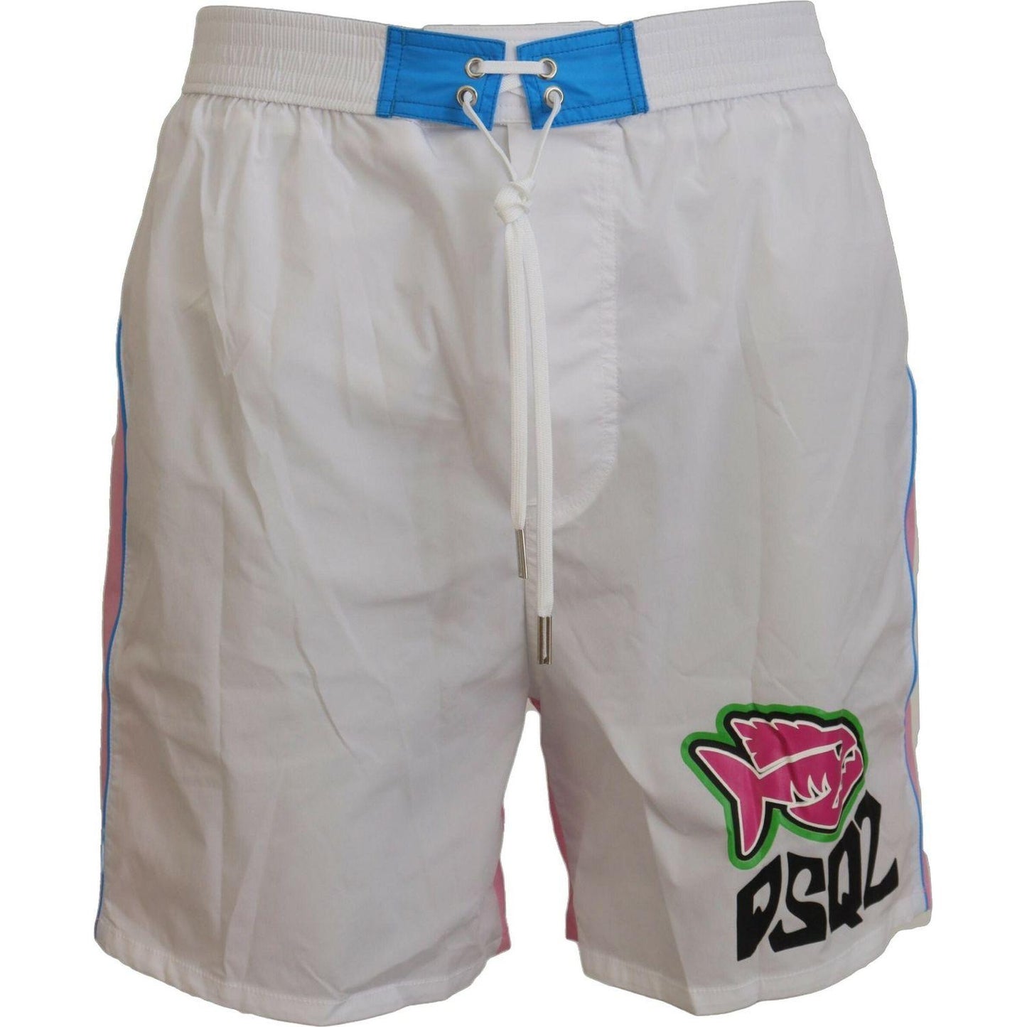 Dsquared² Chic White & Pink Print Swim Shorts Dsquared² Dark Gray