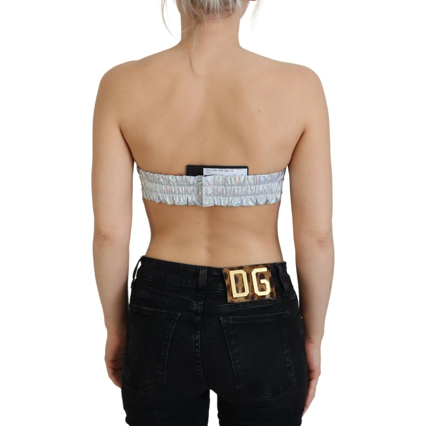 Dolce & Gabbana Silver Shimmer Bustier Top Dolce & Gabbana Rosy Brown