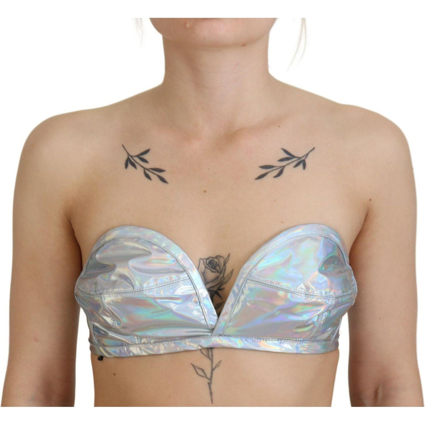 Dolce & Gabbana Silver Shimmer Bustier Top Dolce & Gabbana Rosy Brown