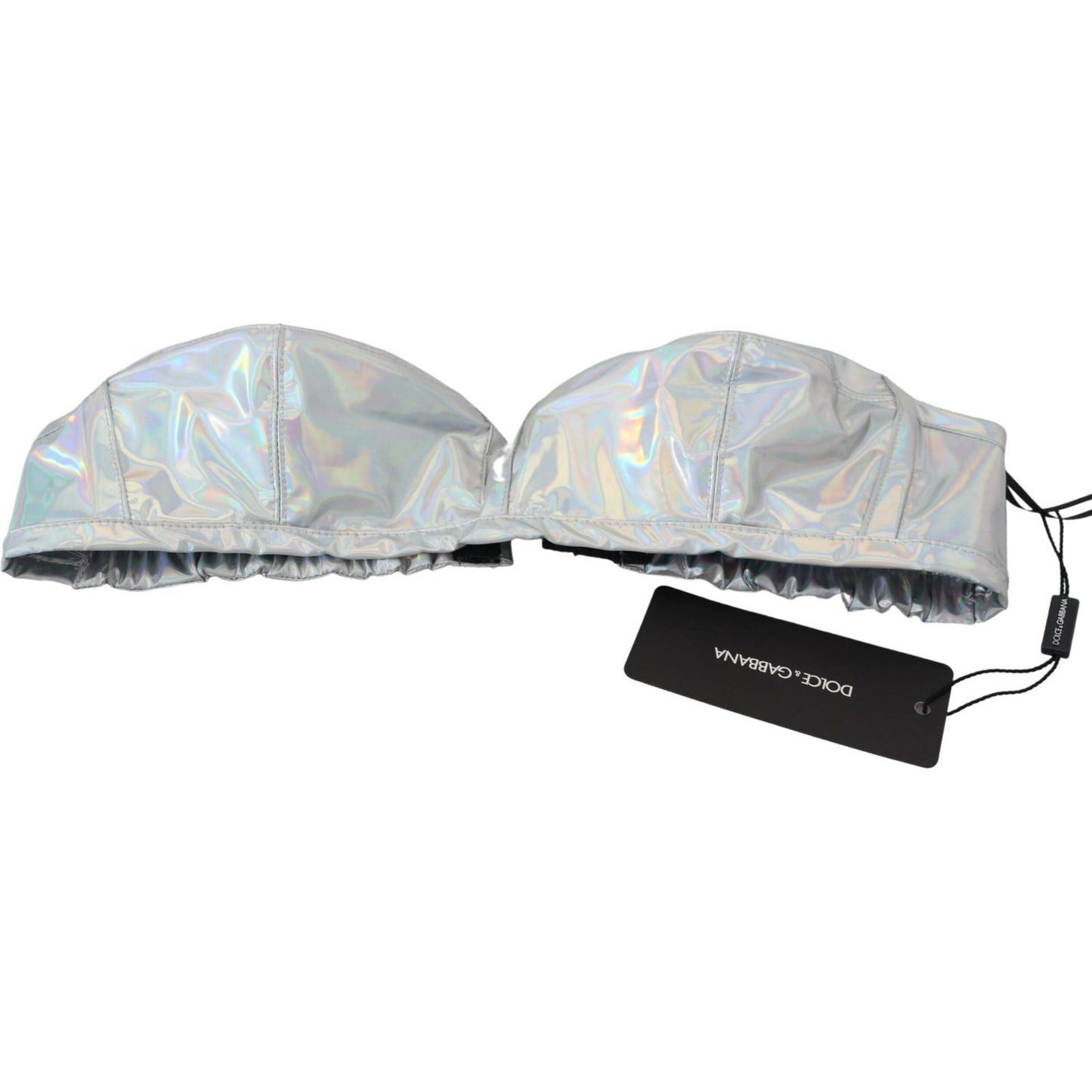 Dolce & Gabbana Silver Shimmer Bustier Top Dolce & Gabbana Gray