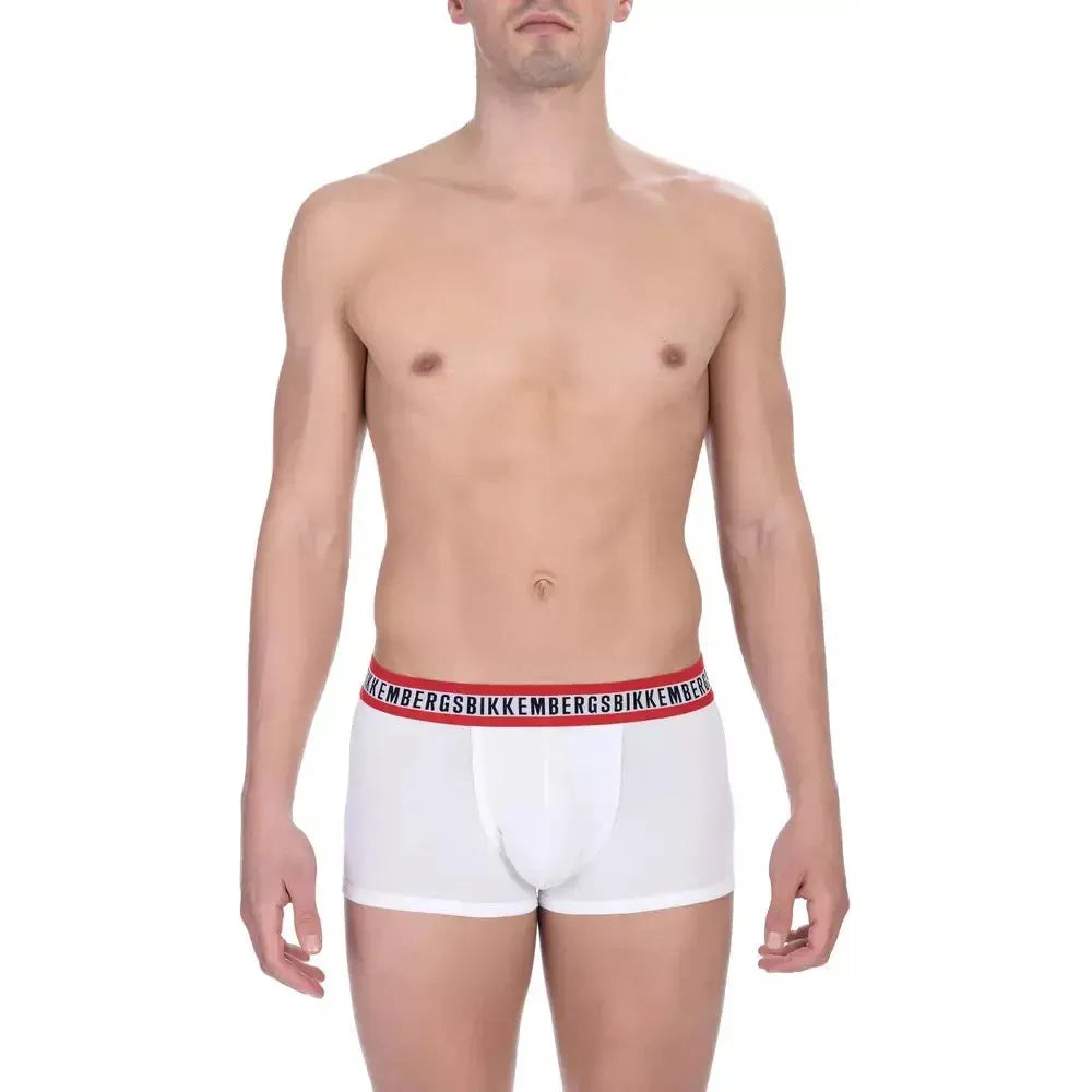 Bikkembergs White Cotton Men's Trunk Package Bikkembergs Rosy Brown
