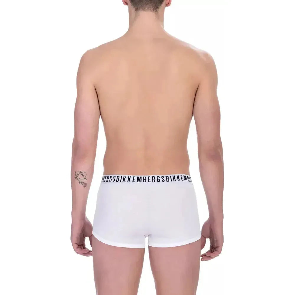 Bikkembergs White Cotton Men's Trunk Underwear Pack Bikkembergs Rosy Brown