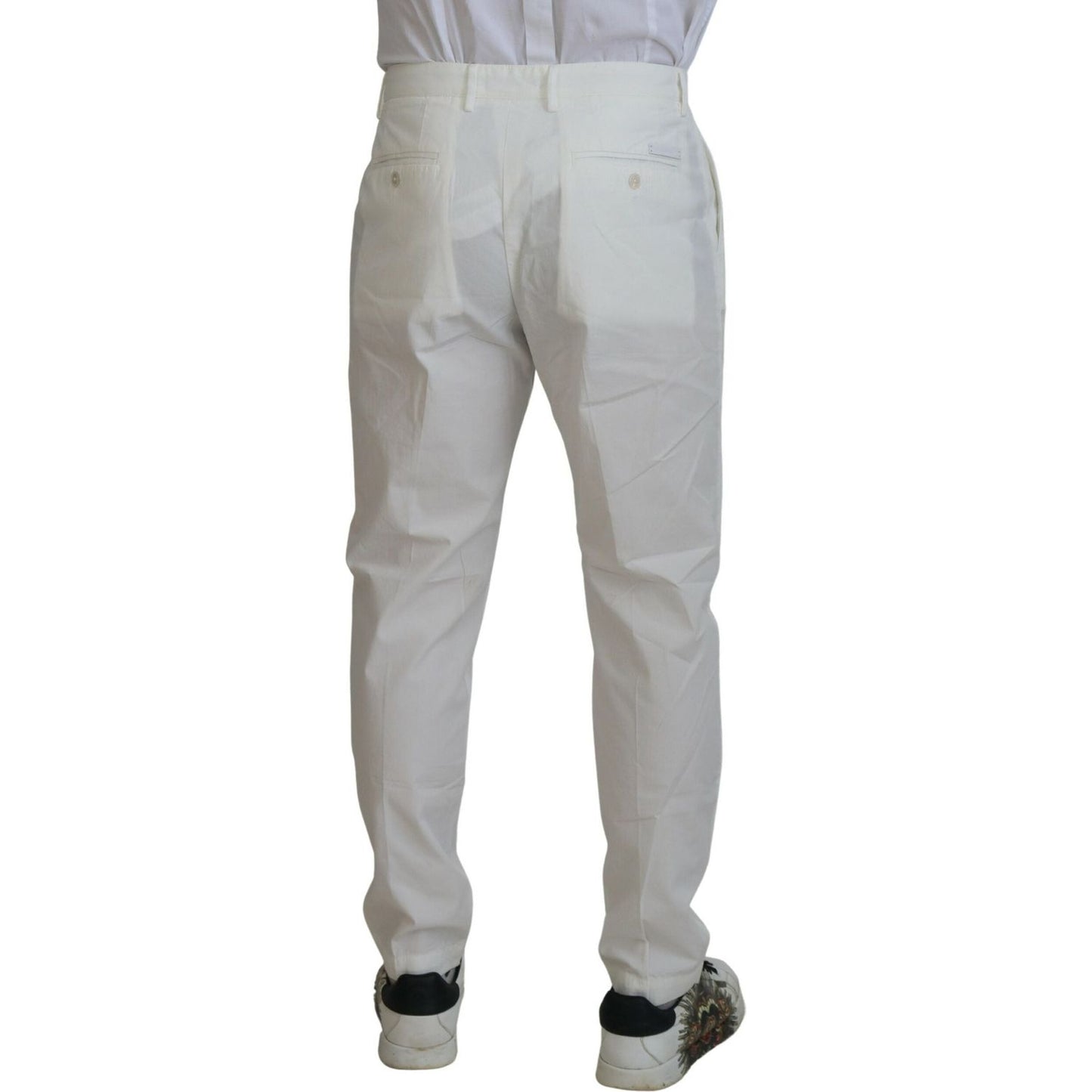 Dolce & Gabbana Elegant White Cotton Chino Pants Dolce & Gabbana Dark Gray