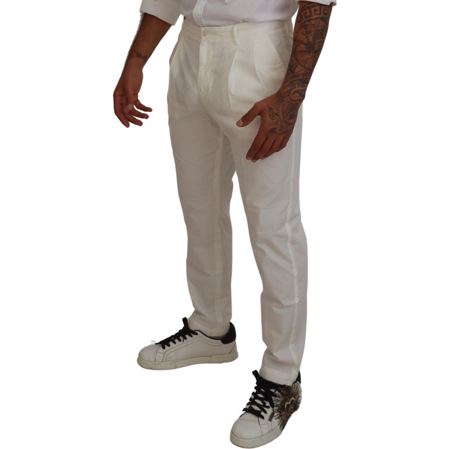 Dolce & Gabbana Elegant White Cotton Chino Pants Dolce & Gabbana Light Slate Gray