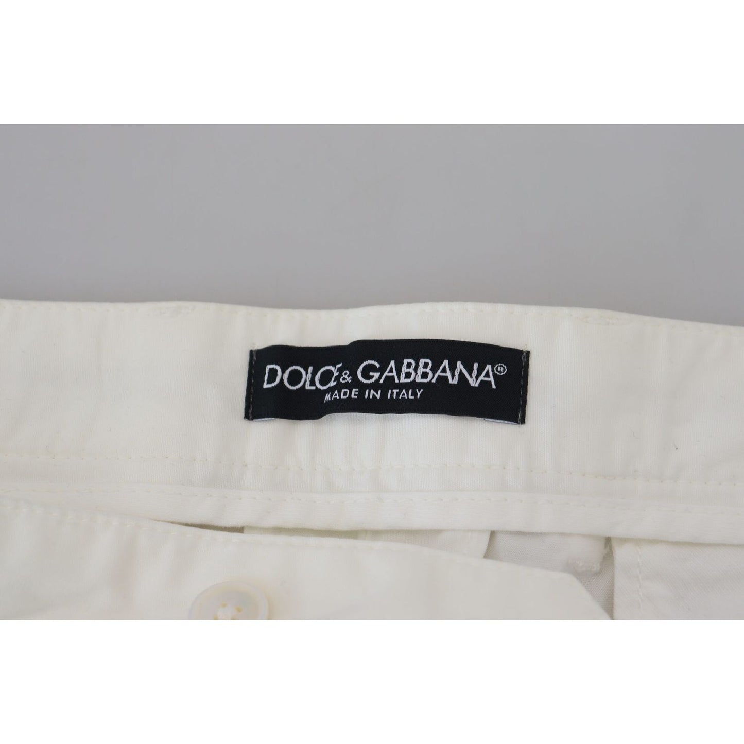 Dolce & Gabbana Elegant White Cotton Chino Pants Dolce & Gabbana Gray