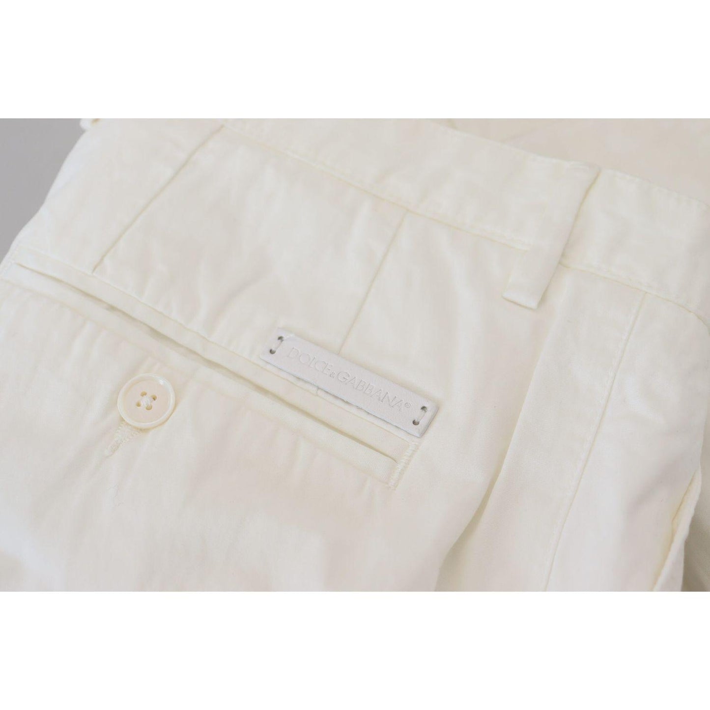 Dolce & Gabbana Elegant White Cotton Chino Pants Dolce & Gabbana Light Gray