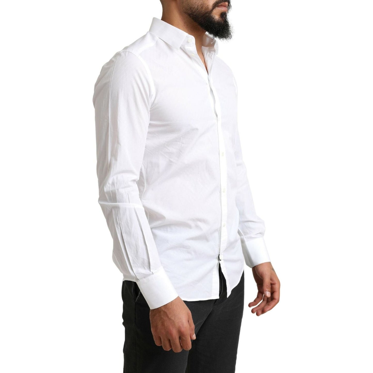 Dolce & Gabbana Elegant White Cotton Martini Dress Shirt Dolce & Gabbana Black