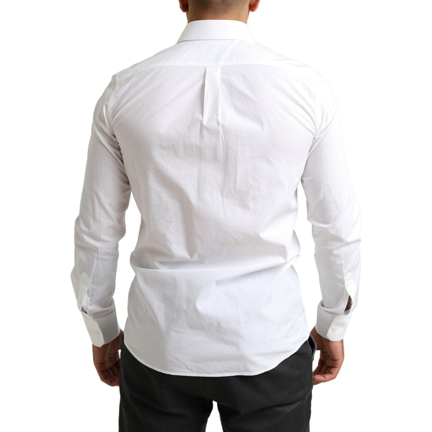 Dolce & Gabbana Elegant White Cotton Martini Dress Shirt Dolce & Gabbana Light Gray