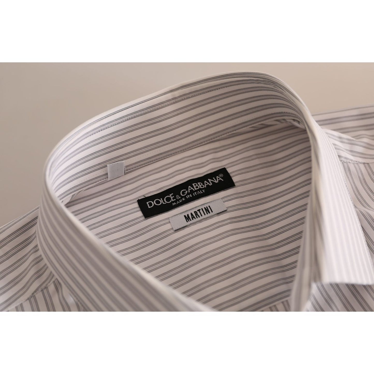 Dolce & Gabbana Elegant White Striped Cotton Dress Shirt Dolce & Gabbana Rosy Brown