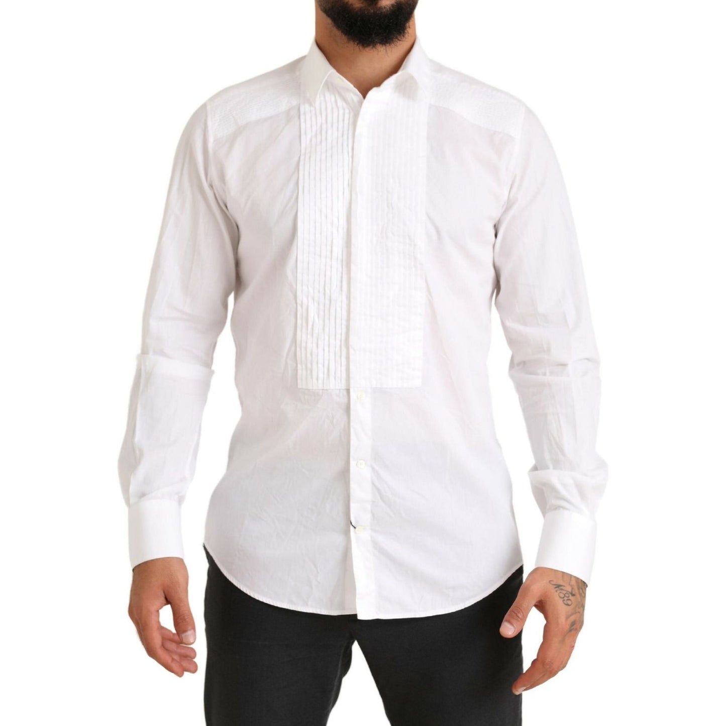 Dolce & Gabbana Elegant White Slim Fit Cotton Dress Shirt Dolce & Gabbana Lavender