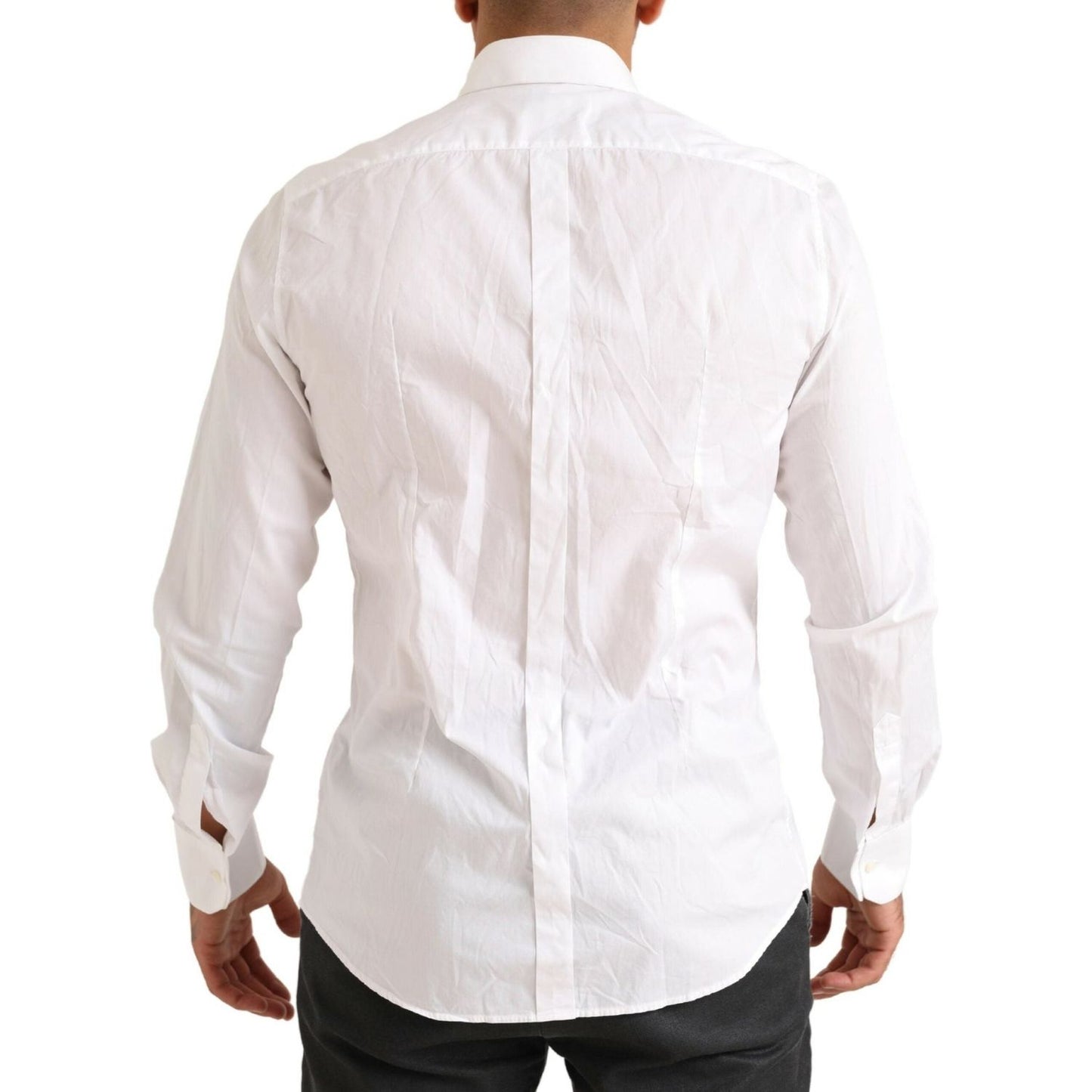 Dolce & Gabbana Elegant White Slim Fit Cotton Dress Shirt Dolce & Gabbana Light Gray