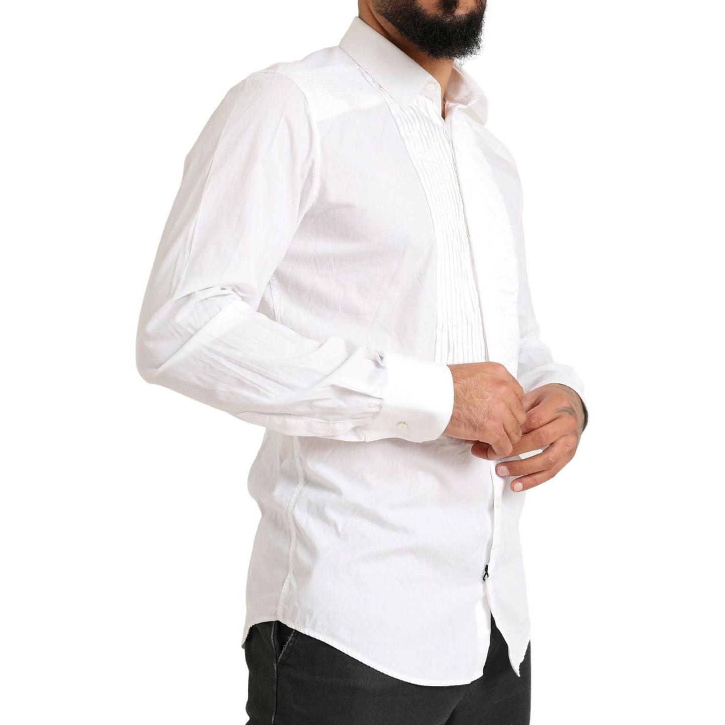 Dolce & Gabbana Elegant White Slim Fit Cotton Dress Shirt Dolce & Gabbana Misty Rose