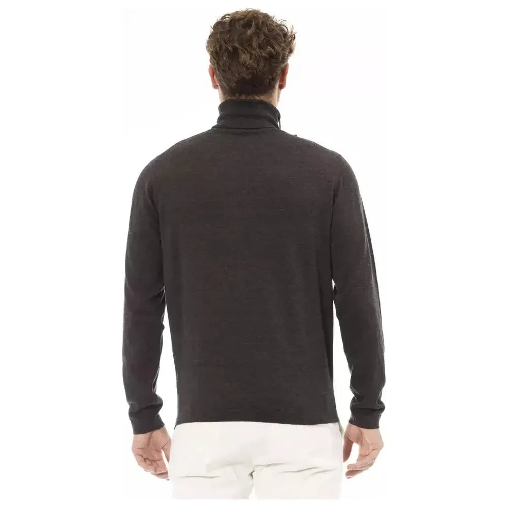Alpha Studio Brown Cashmere Men's Turtleneck Sweater Alpha Studio Dark Slate Gray