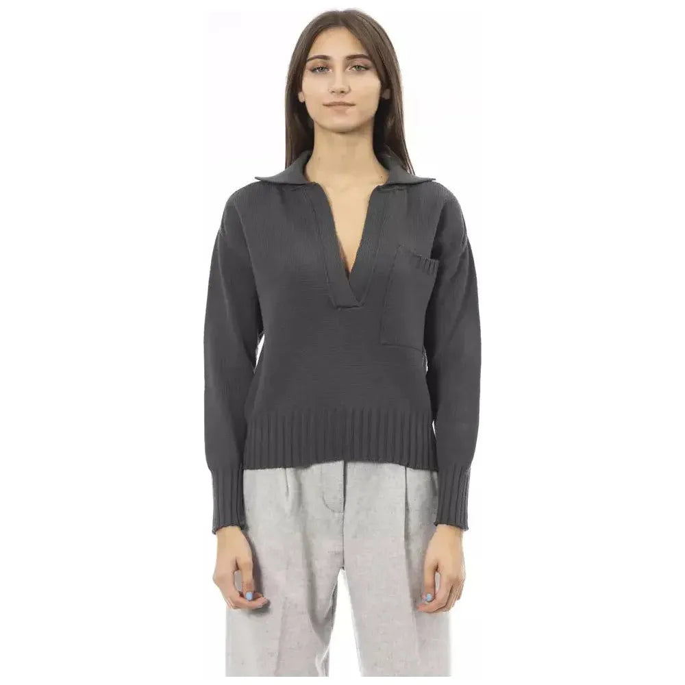 Alpha Studio Green Wool Women Sweater Alpha Studio Gray