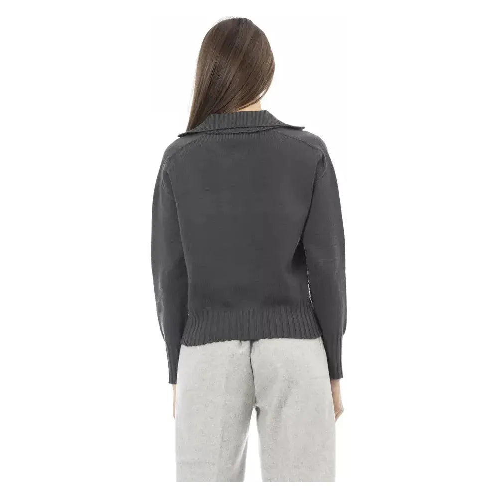 Alpha Studio Green Wool Women Sweater Alpha Studio Dark Slate Gray