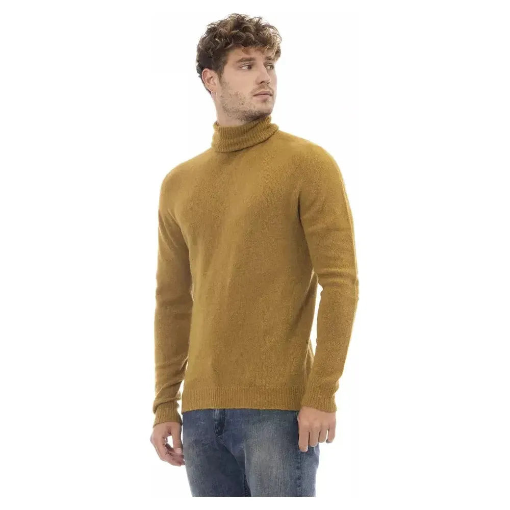 Alpha Studio Brown Alpaca Men Sweater Alpha Studio Sienna