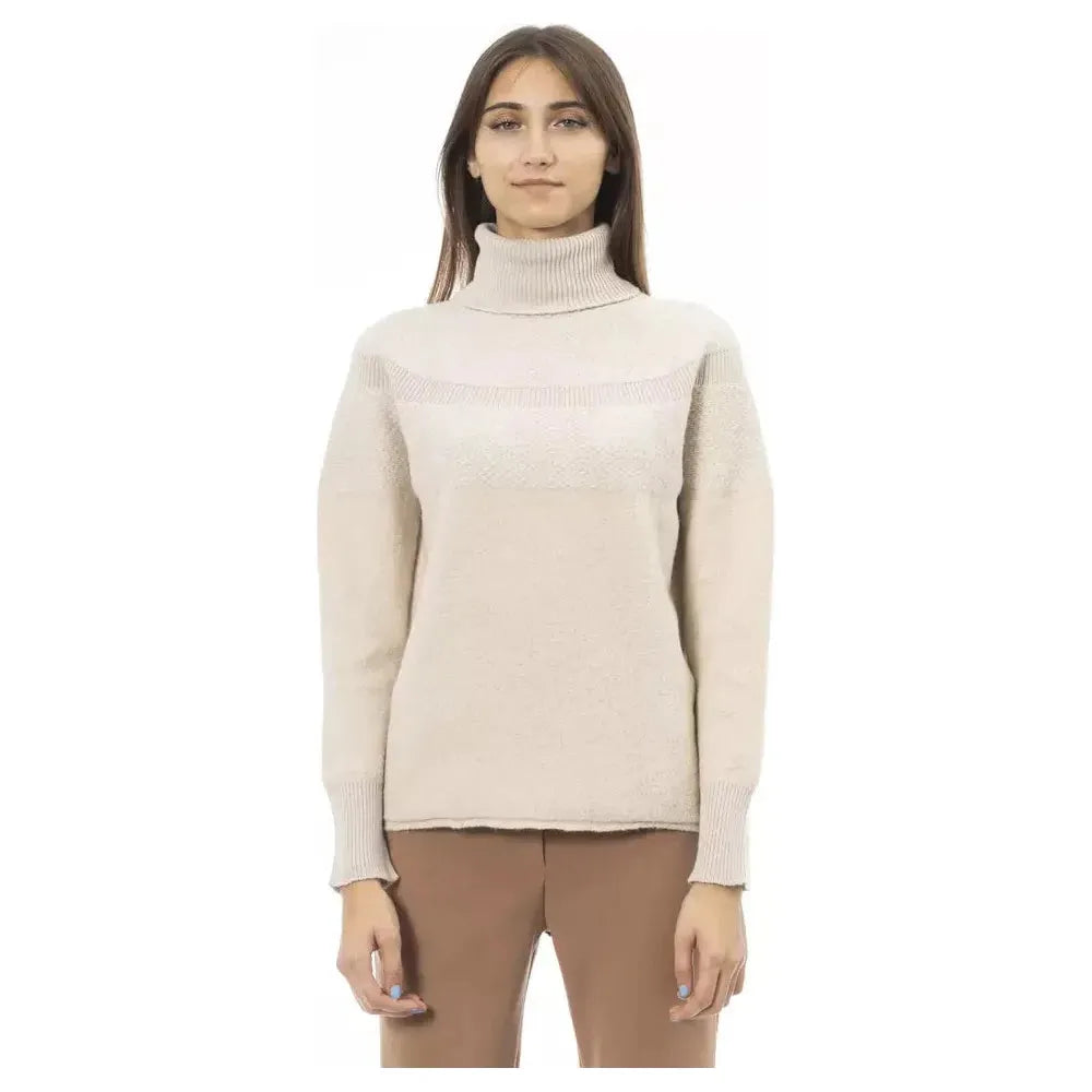 Alpha Studio Beige Wool Women Sweater Alpha Studio Light Gray