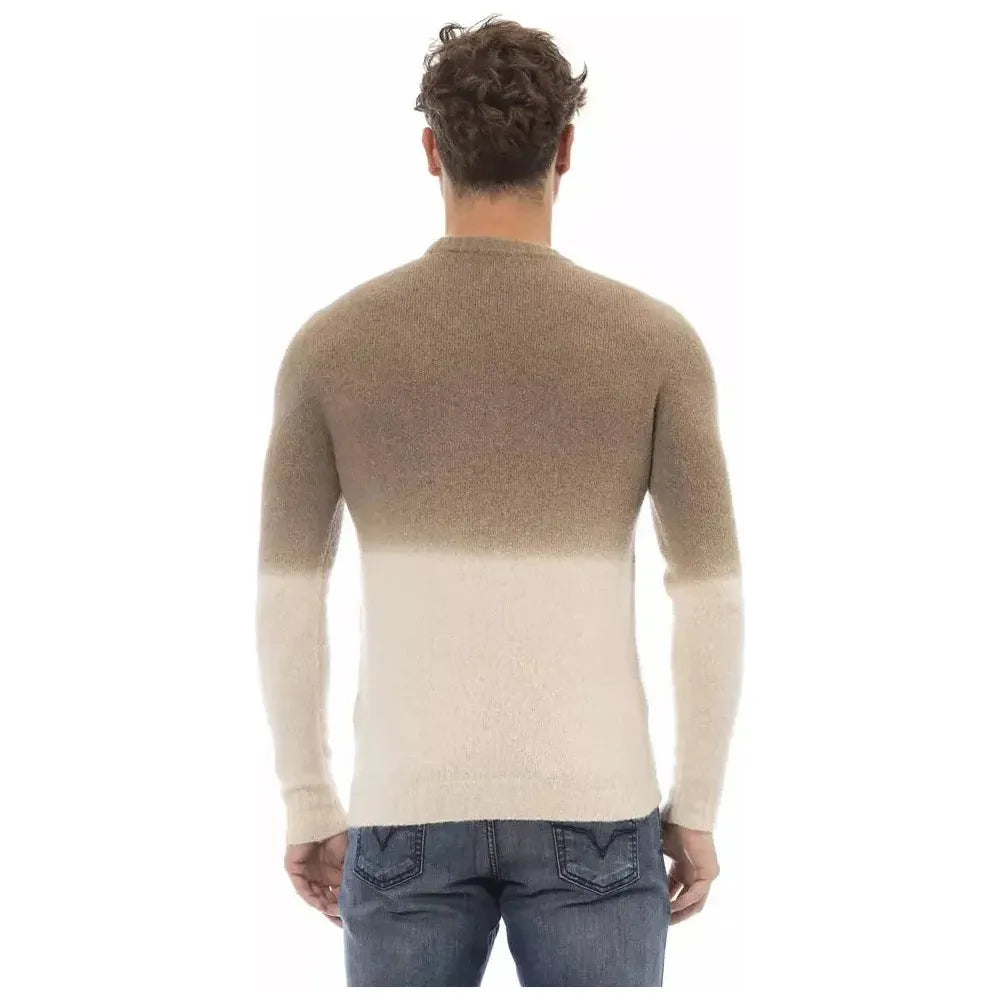 Alpha Studio Beige Alpaca Men Sweater Alpha Studio Dim Gray