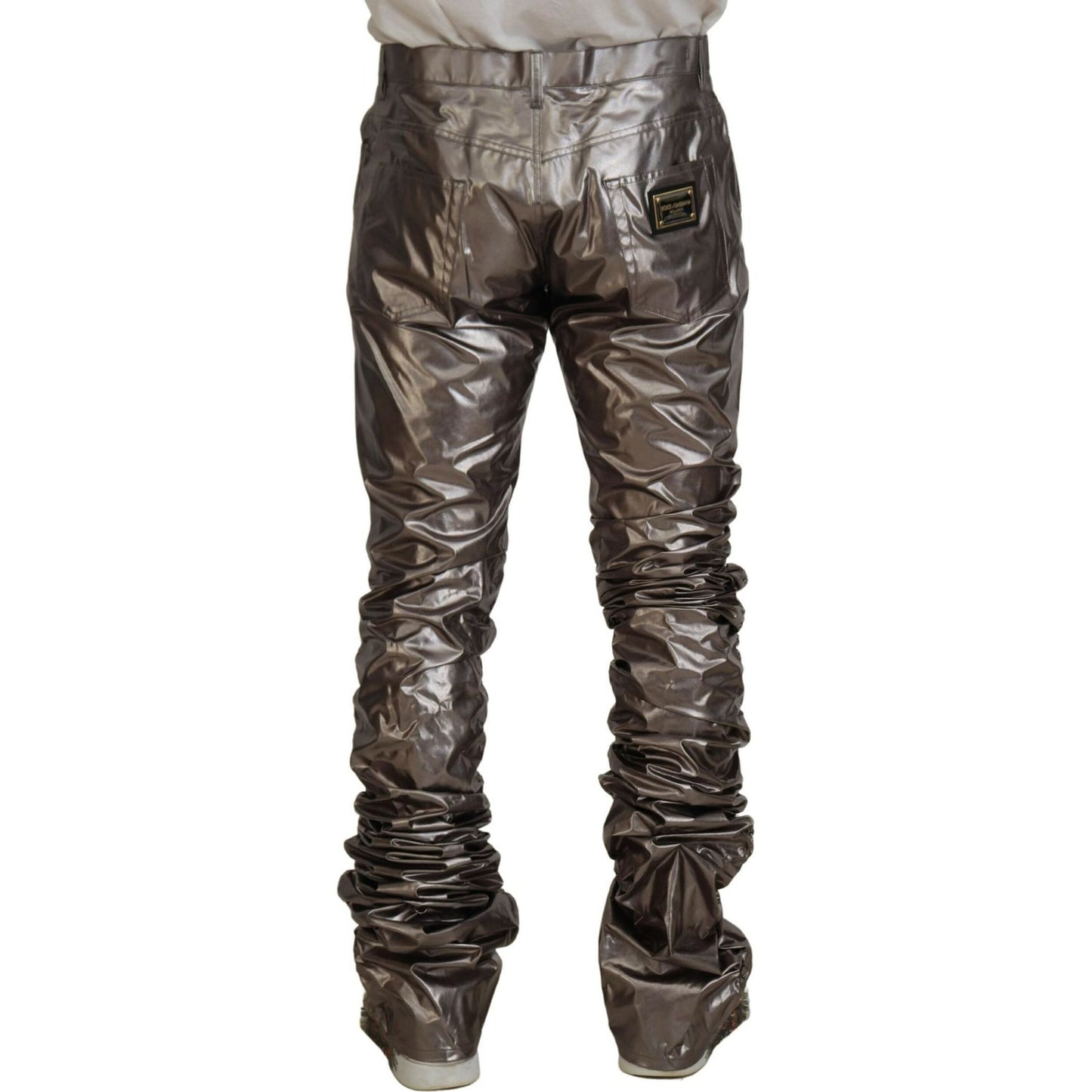 Dolce & Gabbana Metallic Silver Casual Pants Dolce & Gabbana Dark Slate Gray