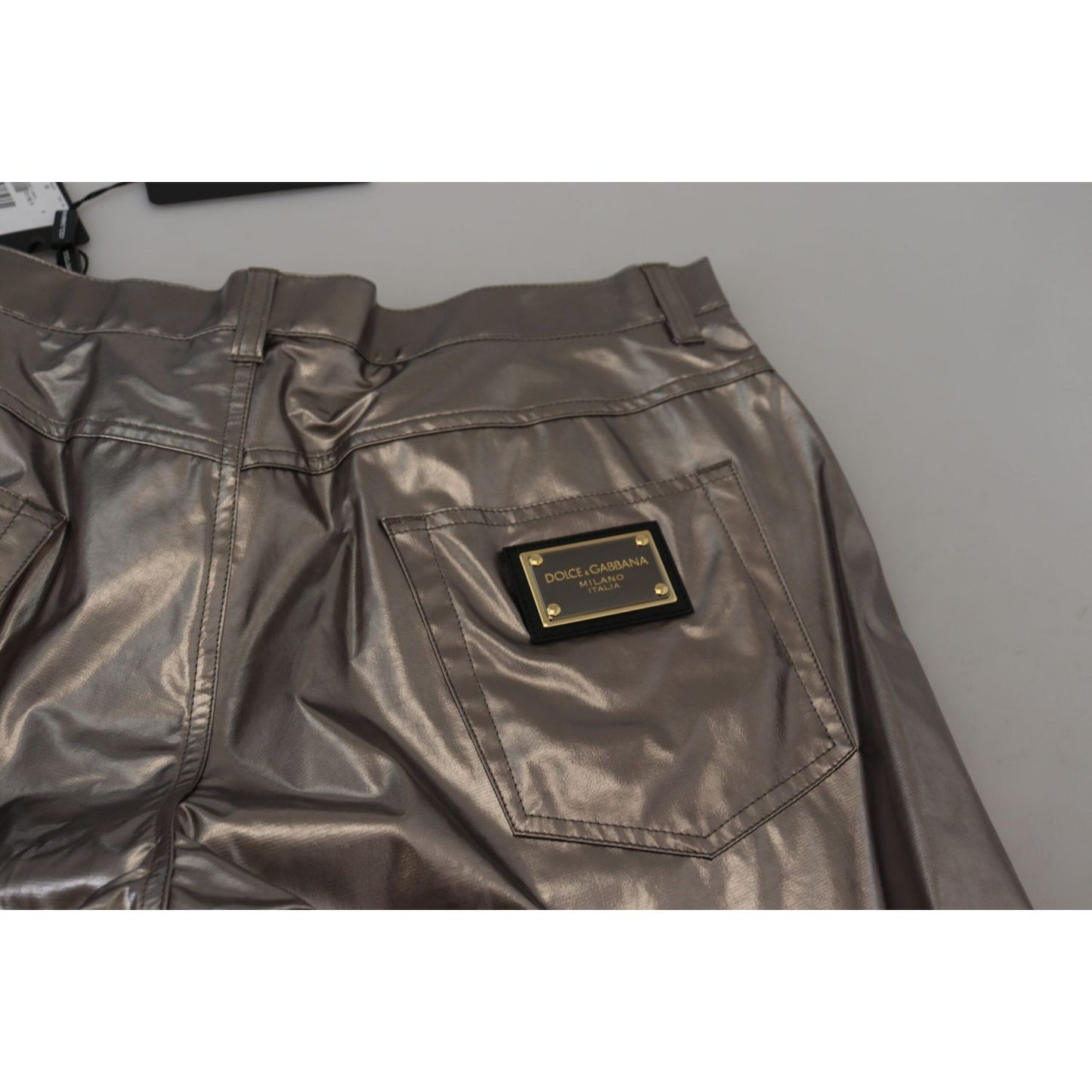 Dolce & Gabbana Metallic Silver Casual Pants Dolce & Gabbana Dim Gray