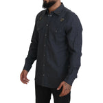 Dolce & Gabbana Blue Cotton Denim Crystal Bee Shirt TSH83866- 37