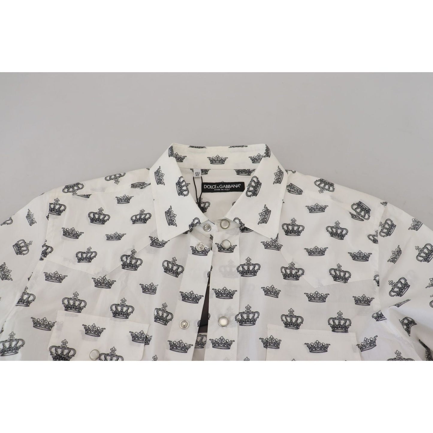 Dolce & Gabbana Slim Fit Crown Print Dress Shirt Dolce & Gabbana Gray