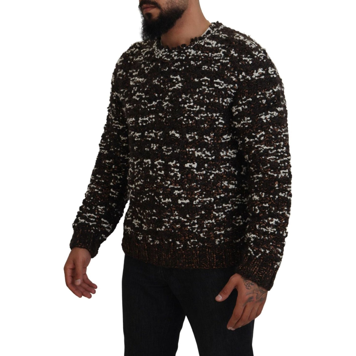 Dolce & Gabbana Elegant Bronze Knit Pullover Sweater Dolce & Gabbana Black